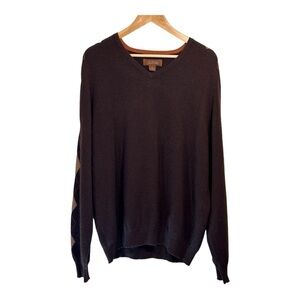 Tasso Elba Argyle Sleeve Cashmere Sweater